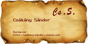 Csákány Sándor névjegykártya